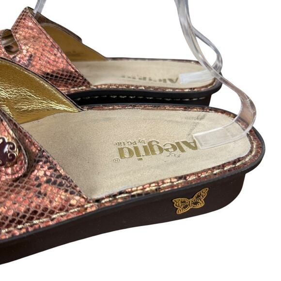 Alegria PG Lite Fiona Copper Snake Print Slides Slip On Sandals Shoes sz 39 / 9 - Picture 9 of 16